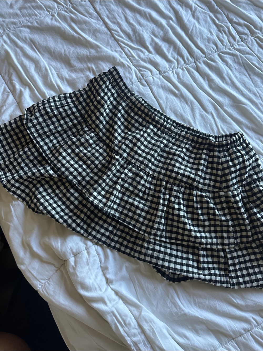 wild fable Black & White Gingham Tiered Skater Skirt
